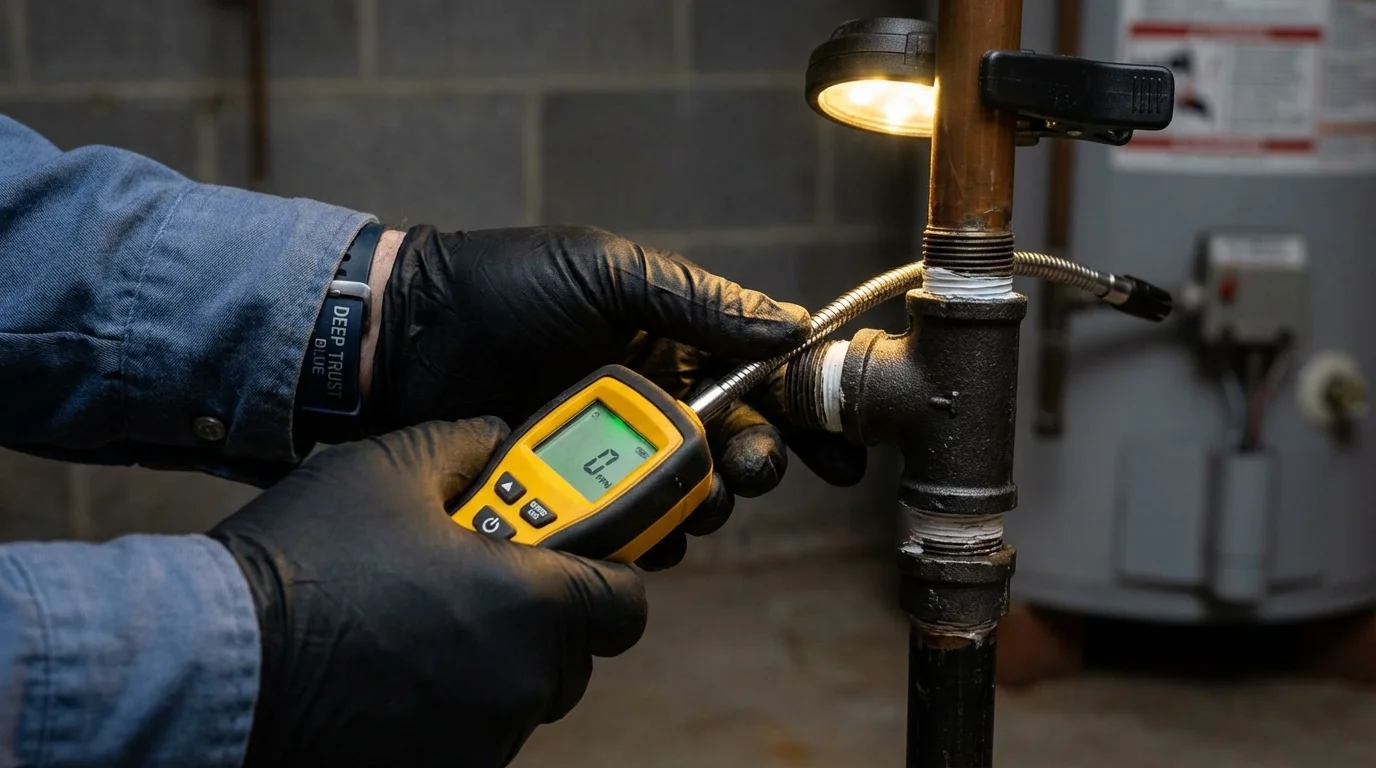Gas leak detection with electronic sniffer by Johns Plumbing LLC in Clarksville
